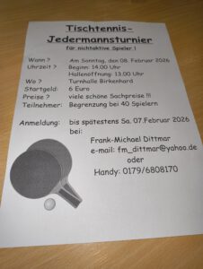 Ausschreibung Jedermannsturnier 2026